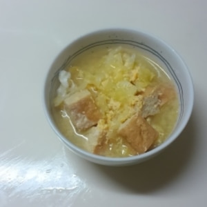 厚揚げキャベツの中華スープ